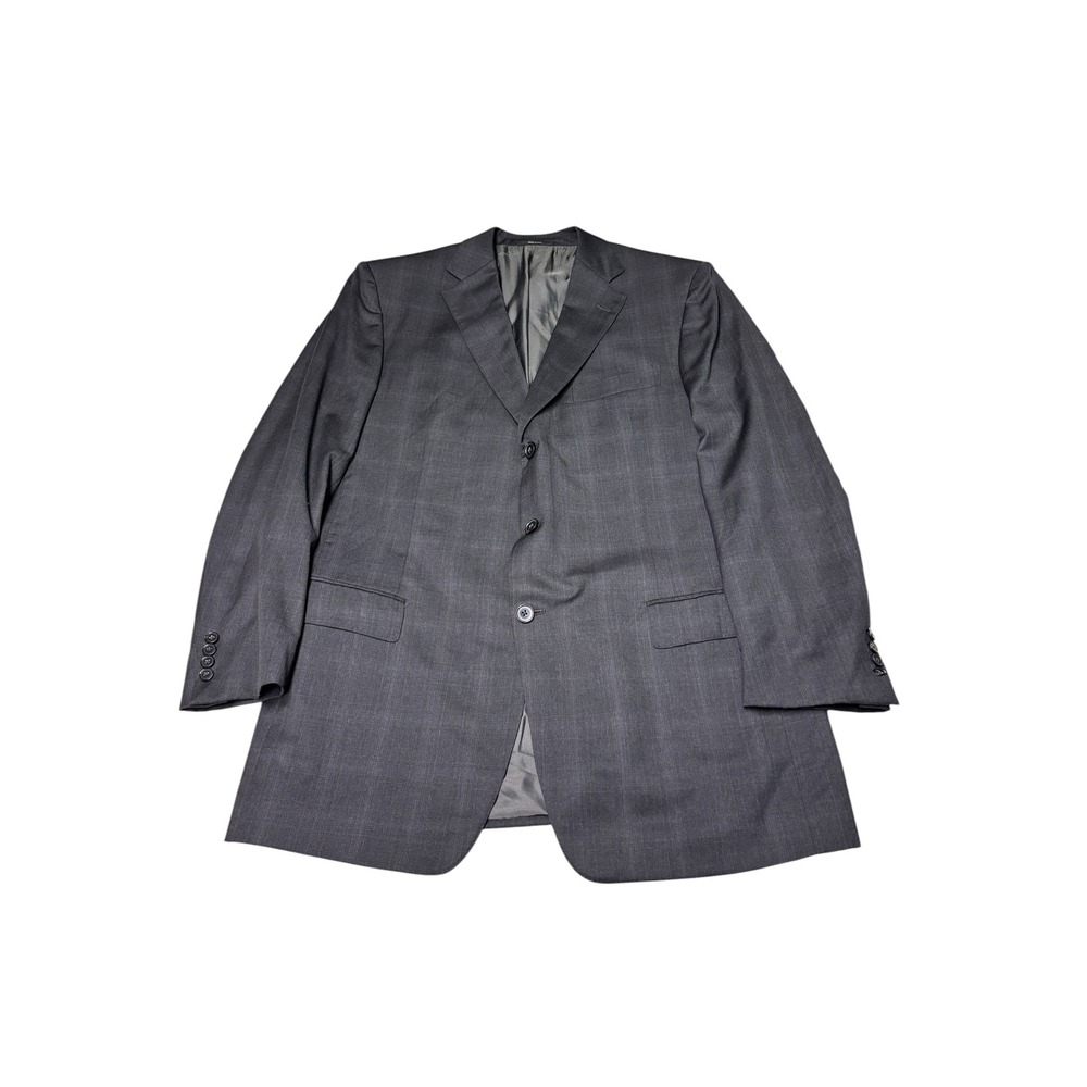 Ermenegildo Zegna Roma Fit Grey Wool Glen Check Suit Jacket Blazer Men 56L Italy